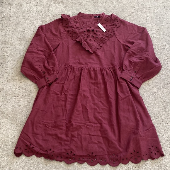 Madewell Embroidered Ruffled Flannel Mini Dress - Picture 7 of 8